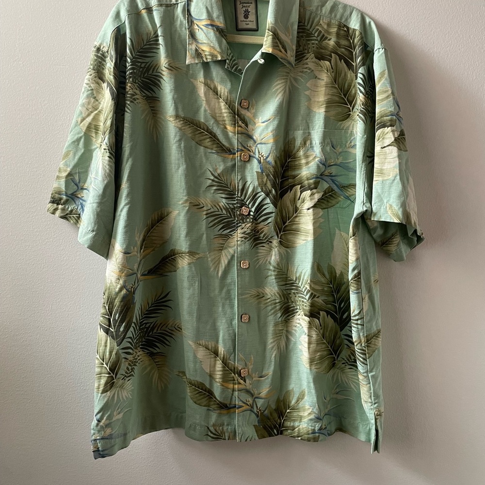 Green Hawaiian oversized button up